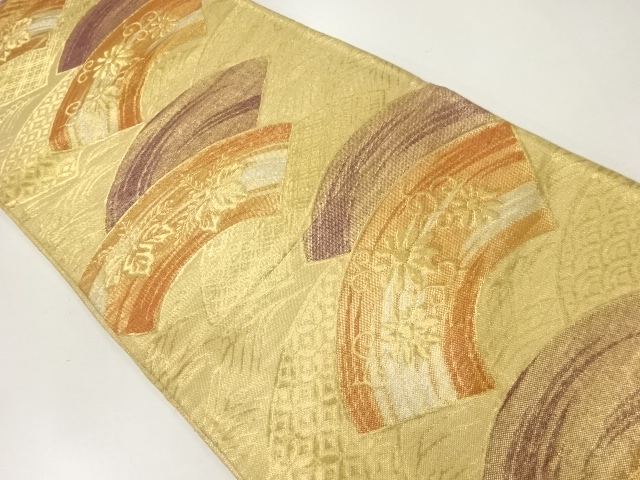 アンティーク　地紙に菊・桐模様織出し袋帯（材料）